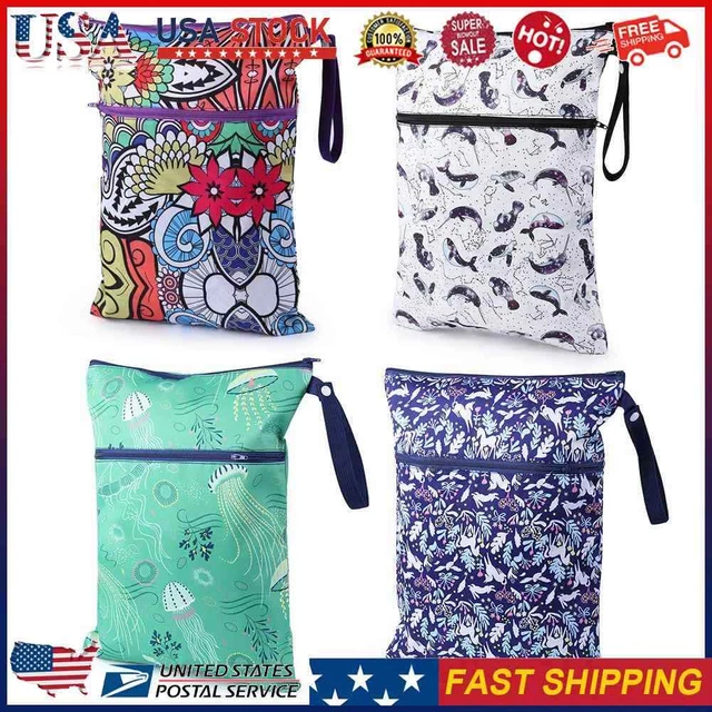 Waterproof Reusable Wet Bag Printed Nappy Bags Diaper Bag with Two Zipper