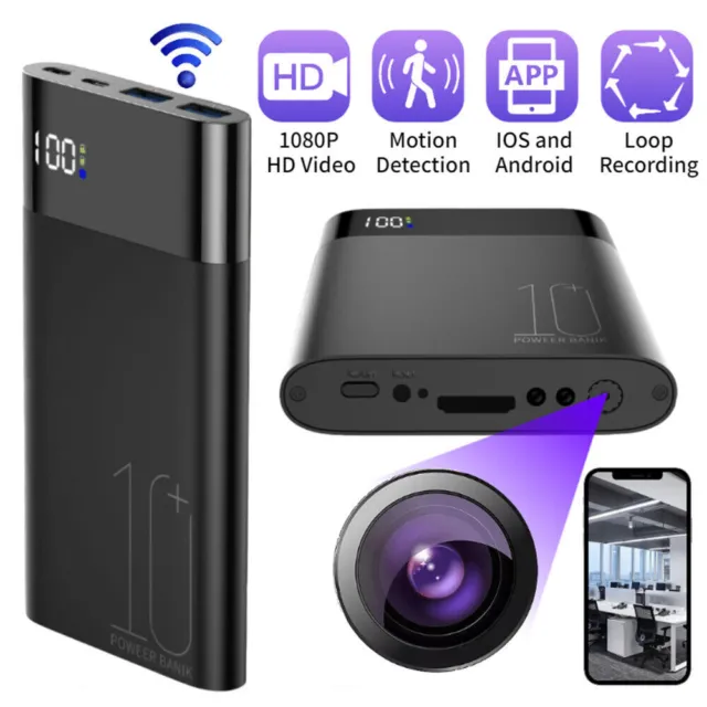 4K 1080P Spy Hidden Camera Power Bank 10000mAh WiFi IR Night Vision Cam Portable 3