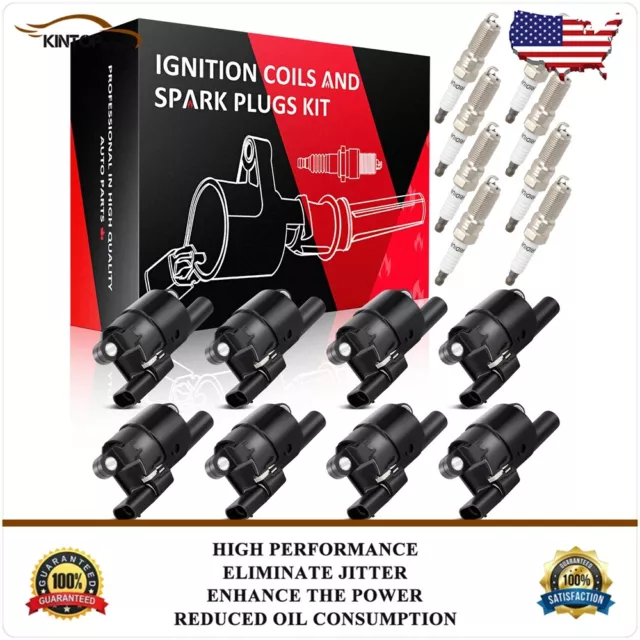 Round Ignition Coil & Iridium Spark Plug For GMC Sierra 1500 5.3L 4.3L 2014-2018