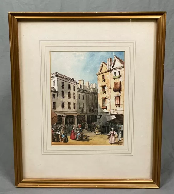 19th Century Watercolour Painting Continental Italian Market Style of Prout