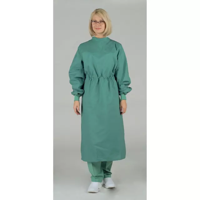 Medline Tunnel Belt Surgeons Gowns Jade Green Small Tie Neck and Back Each