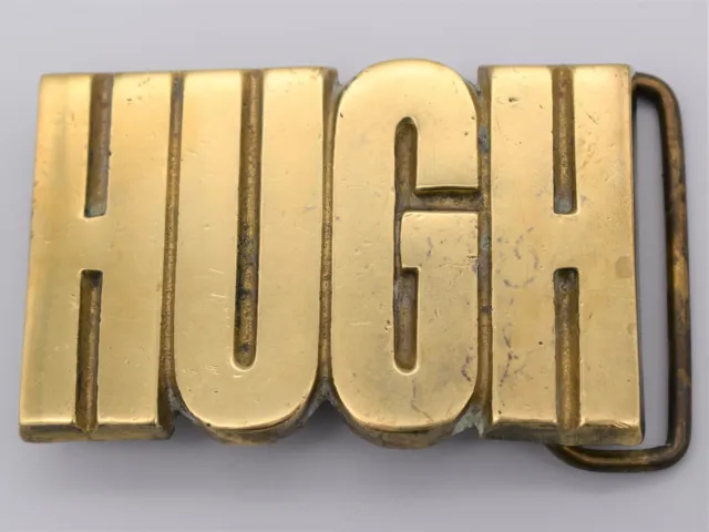 Hugh Name Solid Brass Vintage Belt Buckle