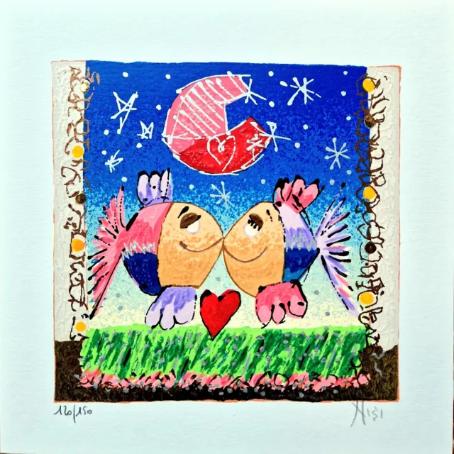Leo Nisi - Serigrafia materica con foglia oro, numerata e firmata