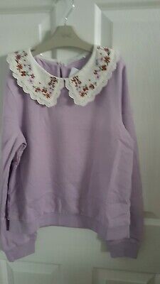 Girls Lilac Floral Collared Sweatshirt Age 12-13 From Marks And Spencer Brand...