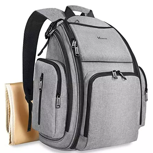 DIAPER BACKPACK Nappy Changing Bag Waterproof Travel Maternity Bags Grey MANCRO