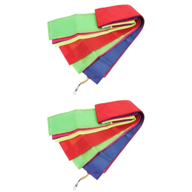 2 Pieces Chemical Fiber Cloth Kite Tail Ribbon Streamer Rainbow Streamers