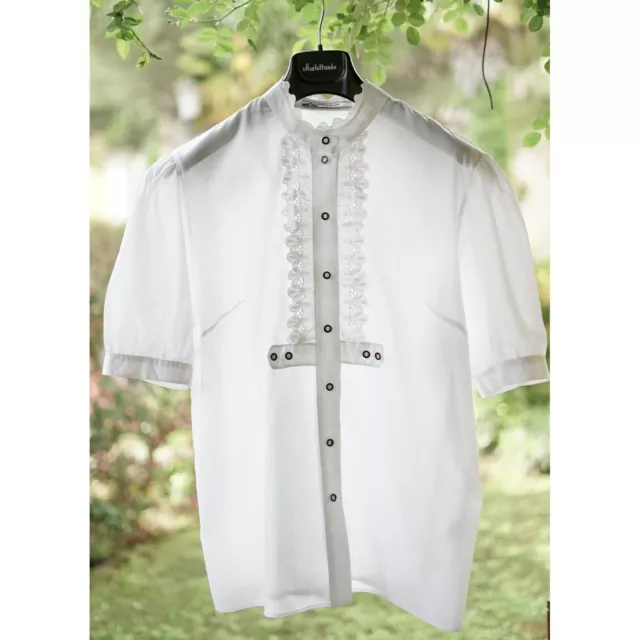 CAMICIA CON PIZZO STILE TIROLESE  TG.52 it. Alphorn