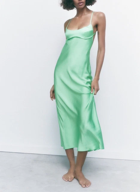 ZARA MINT GREEN Satin Camisole Slip Midi Dress Size M Bloggers Fave Holiday Chic 31.71 - PicClick UK ZARA MINT GREEN Satin Camisole Slip Midi Dress Size M Bloggers Fave Holiday Chic 31.71 - PicClick UK