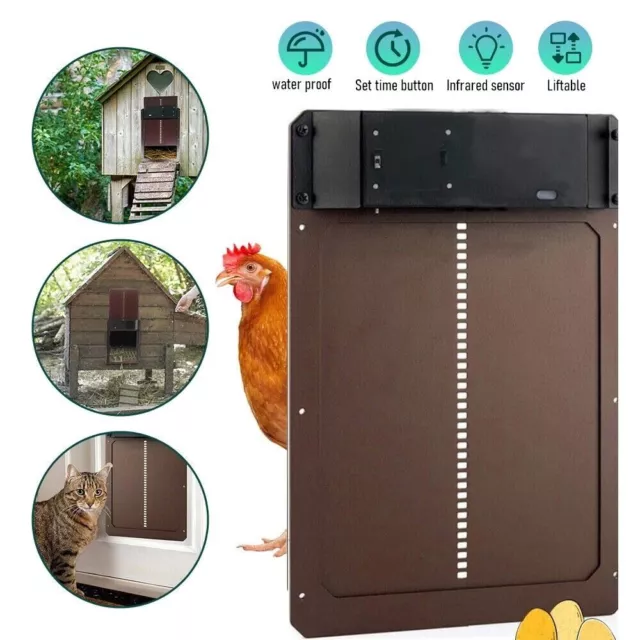 Automatic Chicken Coop Door Opener Waterproof Poultry Auto Light Sensors House