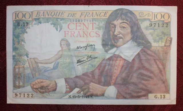 Billet 100 Francs Descartes du 15.5.1942 – G.13-97122