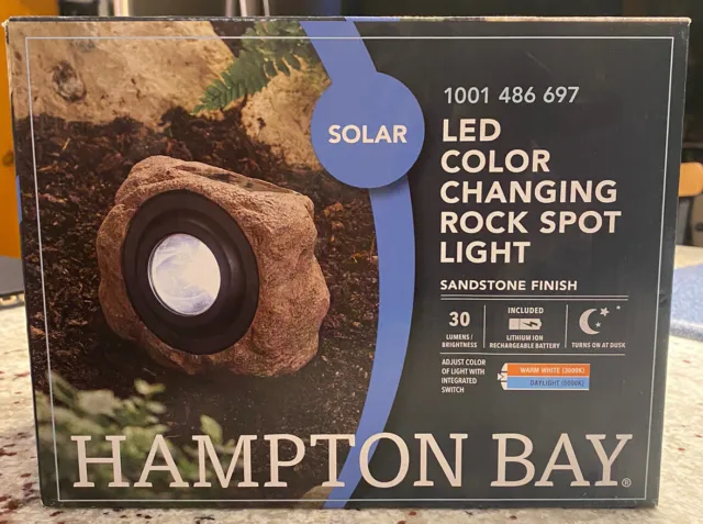 Hampton Bay LED Color Changing Rock Spot Light Sandstone Warm White Daylight