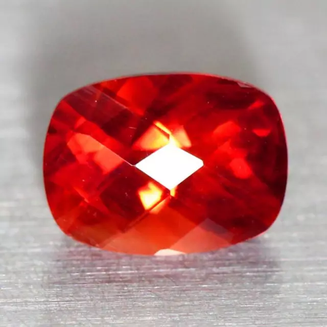 1.31 Cts Natural Andesine (Sunstone) Cushion Checkerboard Cut Orange Gemstone