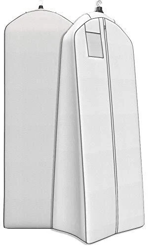 Large Garment Bag for Long Gowns - 72"x24" with Big 20" Gusset (White & Grey)