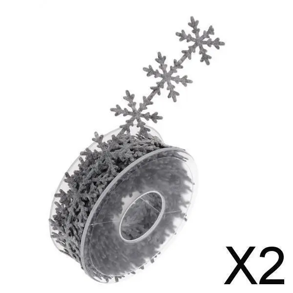 2X 1 rouleau de ruban de flocon de neige appliques d'emballage embellissements