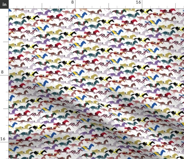 Off Horse Pattern Racing Horses Equestrian Spoonflower Fabric by the Yard