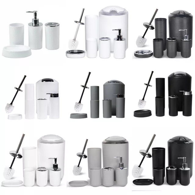 4/6Pc Bathroom Accessories Set Bath Toilet Brush Lotion Bottles Holder Soap Dish