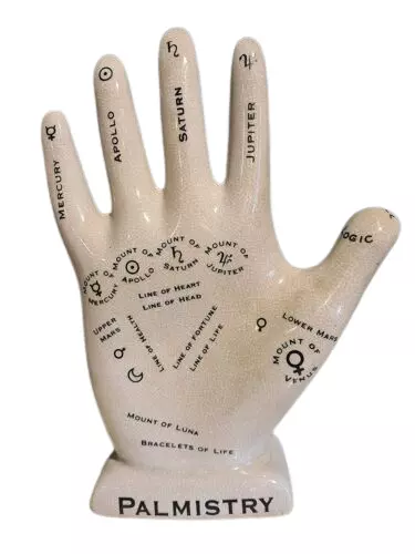 L.N fowler porcelain phrenology 12''hand Antique off white