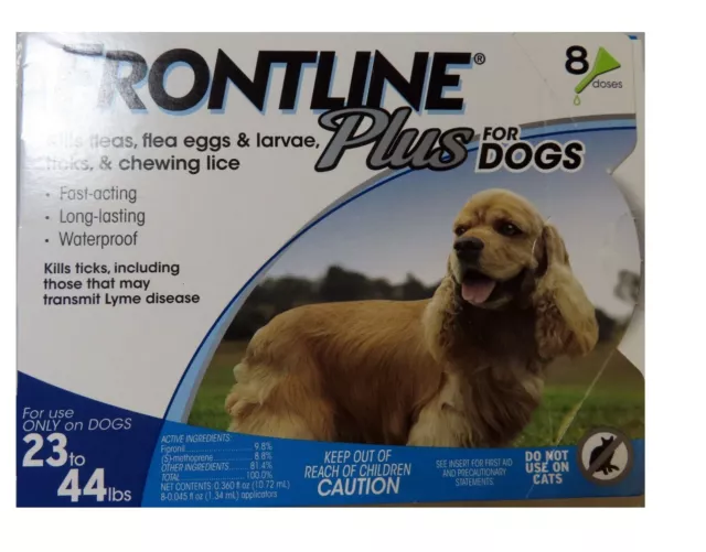 FRONTLINE Plus Flea and Tick Treatment for Medium Dogs 23 to 44 lbs  8 Doses