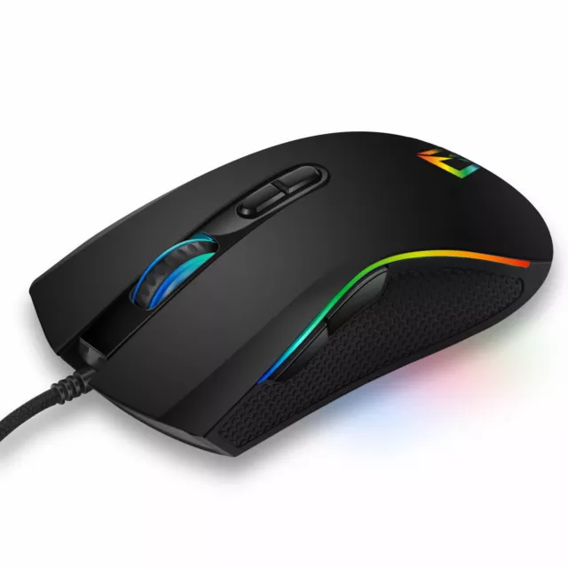 Gaming Mouse RGB LED Light USB Wired Pro Optical With 7D Side Buttons PC Laptop