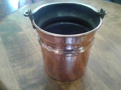 Antique Early 1900's Copper Pot Tin Lined W/Hand Forged Brass Handle. NICE!