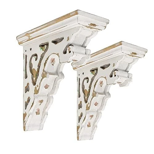 Set of 2 Corbels for Shelves Wood Corbels Decorative Shelf Brackets Wooden Vinta
