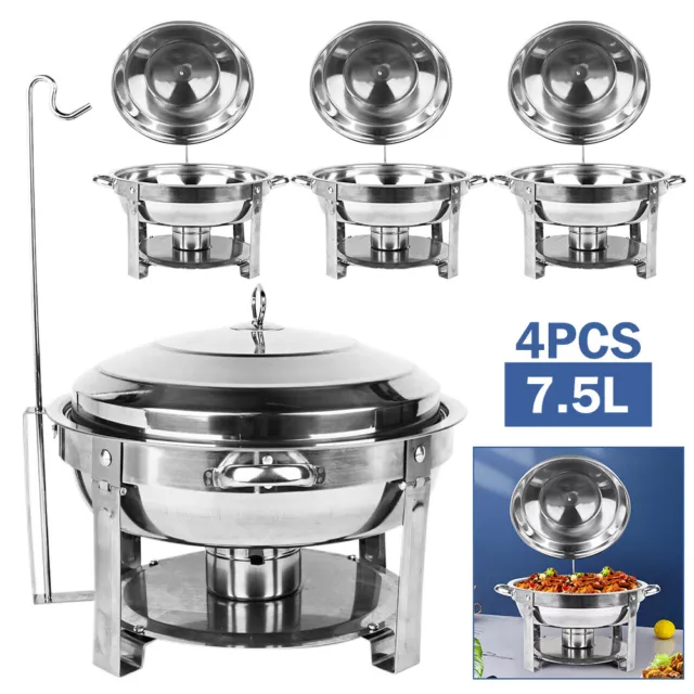 4X 7.5L Chafing Dish Set Bain Marie Buffet Servers Food Warmer Steel w/Lids AU