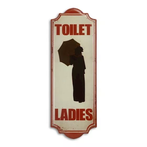 9973927-x Retrò Vintage Targa di Latta Wc Toilette Donna 35,5x12,5cm