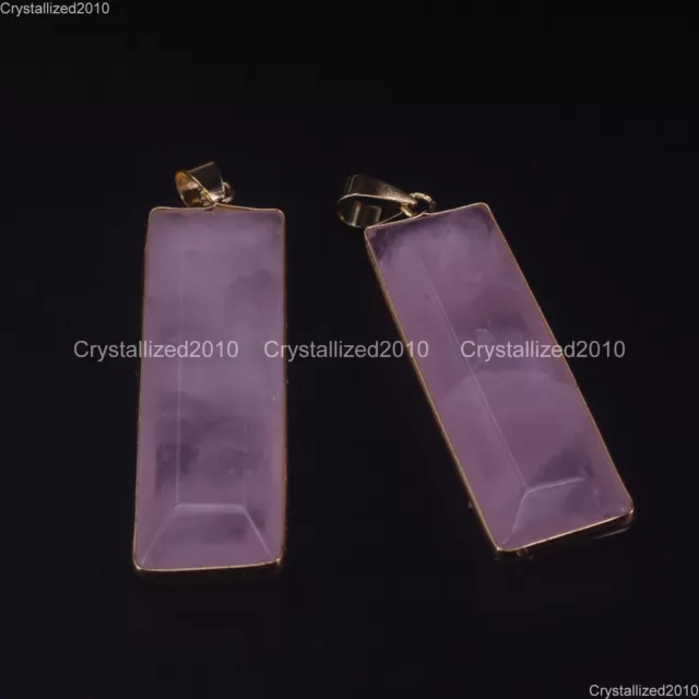 Natural Gemstones Rectangle Shape Reiki Chakra Healing Pendant Necklaces Beads