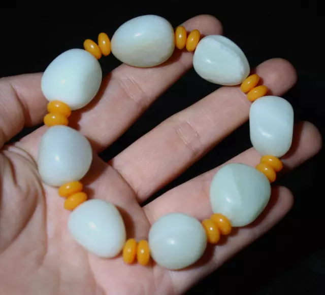 100% natural HeTian jade bracelet Stone flexibility string bracelet jade Stone