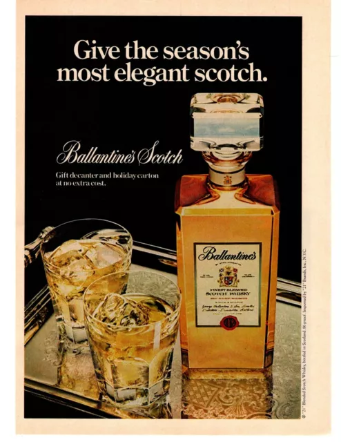 1976 Ballentine's Scotch Whisky Decanter Holiday Christmas Gift Set Print Ad