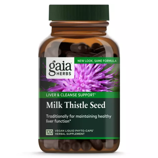 2 BOTTLES Gaia Herbs Milk Thistle Seed - 120 Vegan Liquid Phyto Caps EXP 01/2026