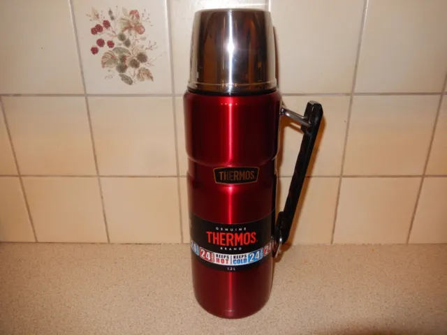 Thermos 1.2L Stainless Steel Hot & Cold Flask Red - Never Been Used See Listing