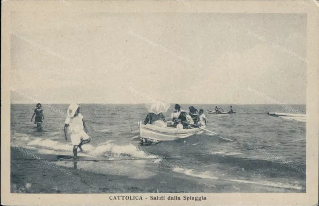 cp126 cartolina cattolica saluti dalla spiaggia rimini emilia romagna