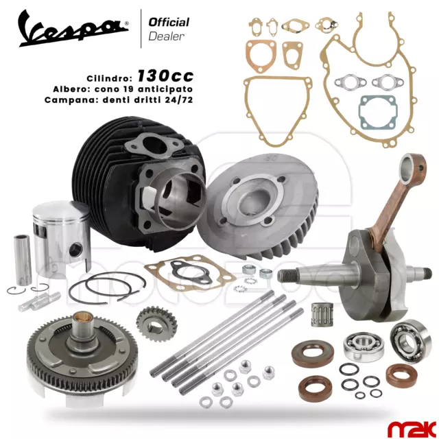 KIT GRUPPO TERMICO 130 cc ALBERO MOTORE RACING C19 PIAGGIO VESPA 50 SPECIAL PK S