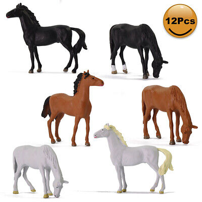 12pcs Model Trains O Scale Painted PVC Horses 1:43 Farm Animals Desktop Decor