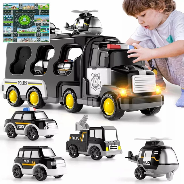 7 In 1 Feuerwehr-Spielzeug Set - Großes LKW-Auto Mit Licht, Musik & 6 Kleinen Fahrzeugen