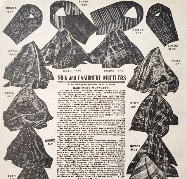 1900 Silk & Cashmere Mufflers Advertisement Victorian Sears Roebuck 5.25 x 7"