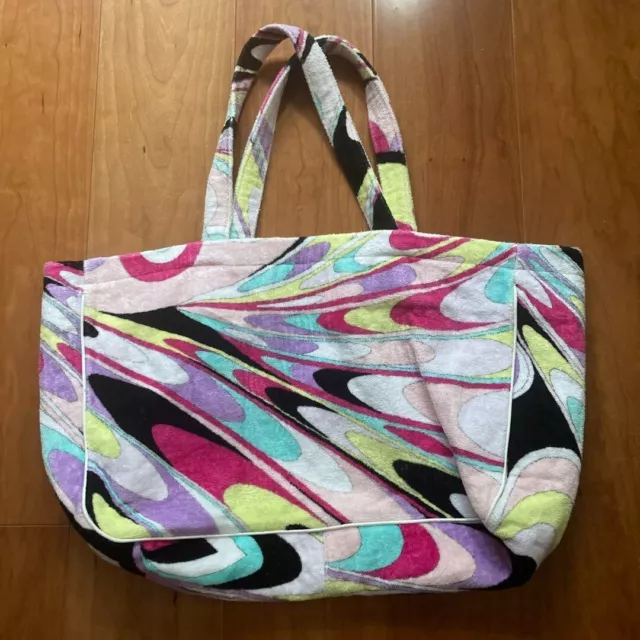 Emilio Pucci Tote Bag Multicolor Towel Fabric Made in Italy Authentic