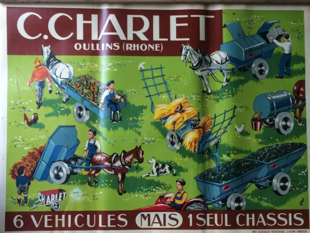 Affiche publicitaire originale agricole CHARLET années 1950 - 60 X 80cm