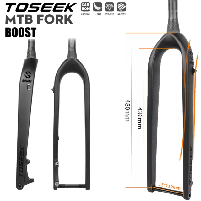 1-1/2" TOSEEK BOOST 29" Carbon MTB Rigid Bike Bucket Axle Gabel Scheibenbremse