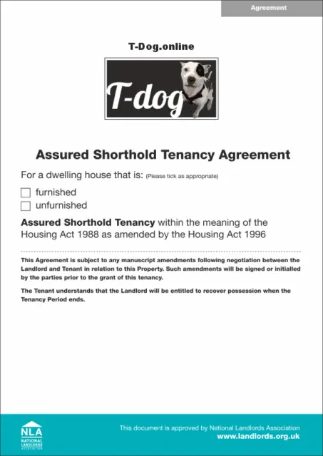Assured Shorthold Tenancy Agreement furnished or unfurnished Pack of 2 2