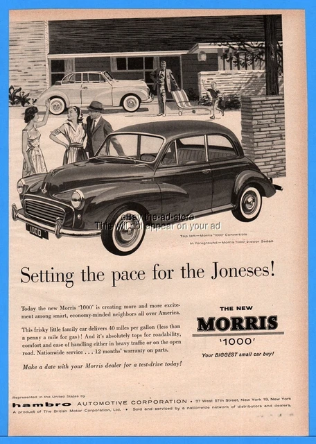 1958 Morris 1000 Convertible 2 Door Sedan British car Hambro Automotive Car Ad
