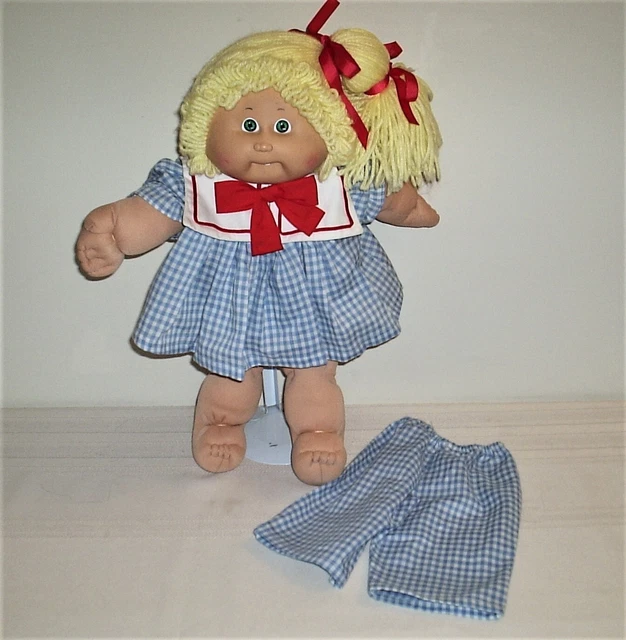 VINTAGE CABBAGE PATCH Kids CPK Doll Blond Hair Side Ponytail Blue Eyes