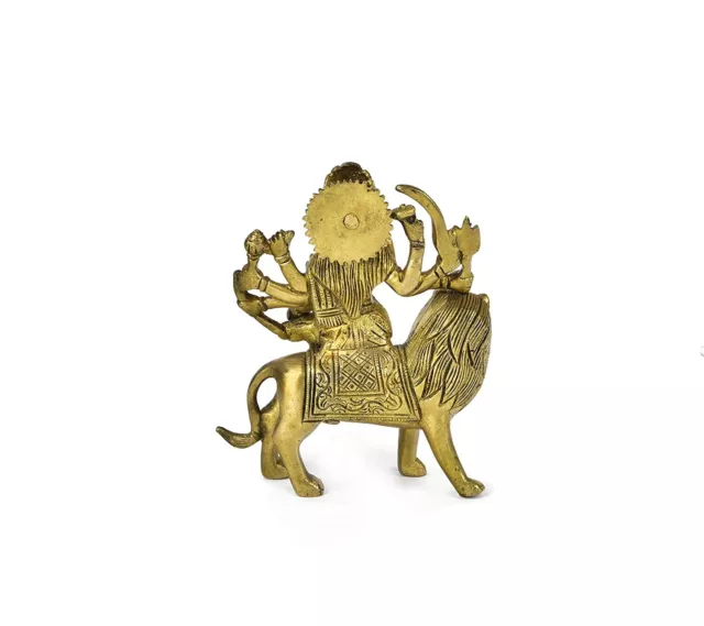 Brass Maa Durga On Lion Rare Showpiece Statue For Home Office Temple Decor 3