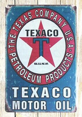 old  garage wall Texaco motor oil tin metal sign