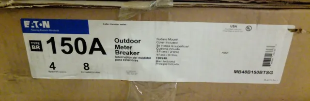 Eaton 150A Outdoor Meter Breaker - Mb48B150Btsg - New