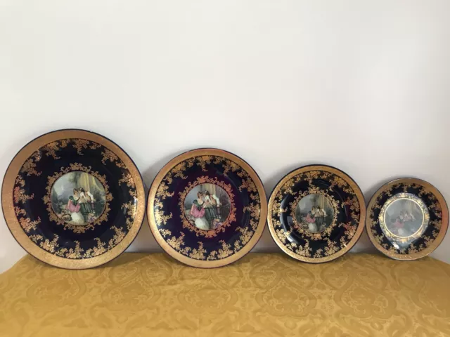 Fine Porcelain Romantic Serves Style Set Of 4 Wall Plates