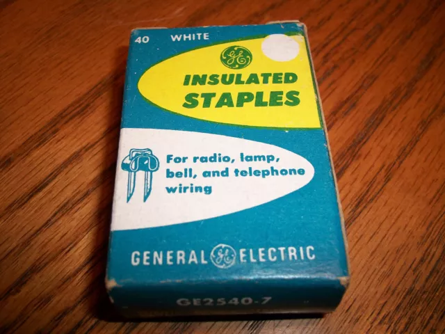 Vintage GE2540-7 Insulated Staples - White 40 count radio,phone Electric Wiring
