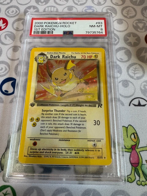 2000 Pokemon Rocket: #83 Dark Raichu - Holo 1st Edition PSA 8 NM-MT