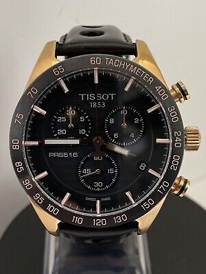 Men's Rose Gold Plated Quartz Tissot Chronograph PRS516 Wrist Watch & Booklet